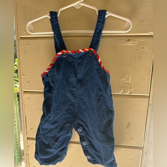 Vintage Classic Blue and Red Corduroy Overalls with Red Trim - Picture 1 of 7